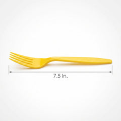 Sunshine Yellow Plastic Cutlery Set - 64 Pieces - 7.5 in.