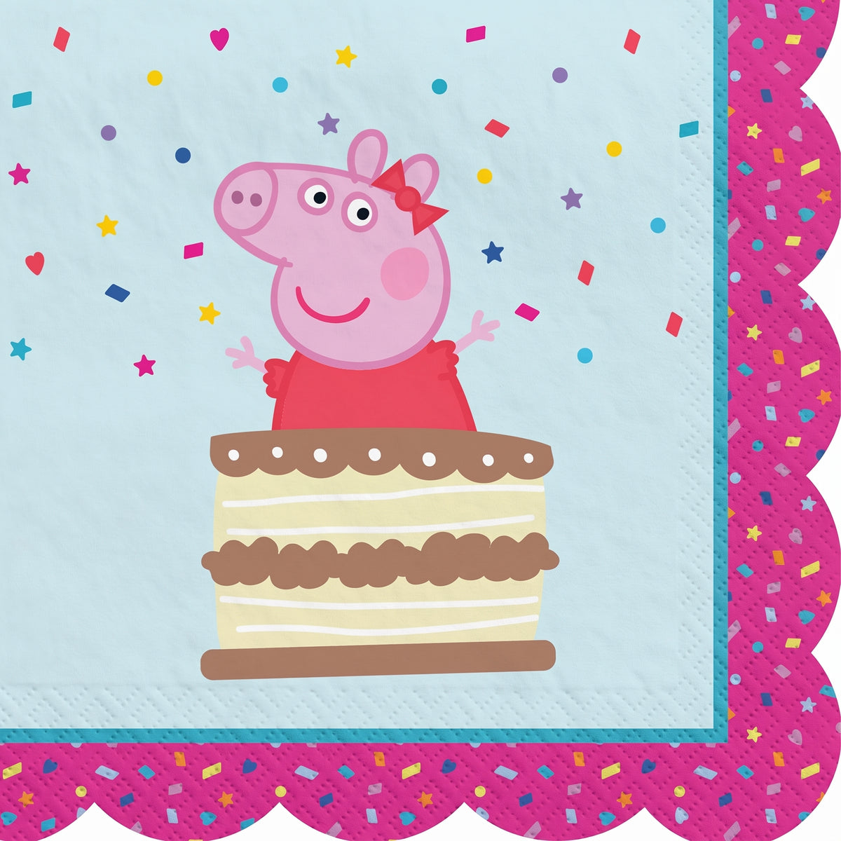 Peppa Pig Scalloped Beverage Napkins - 16 Count - 5 In. X 5 In.