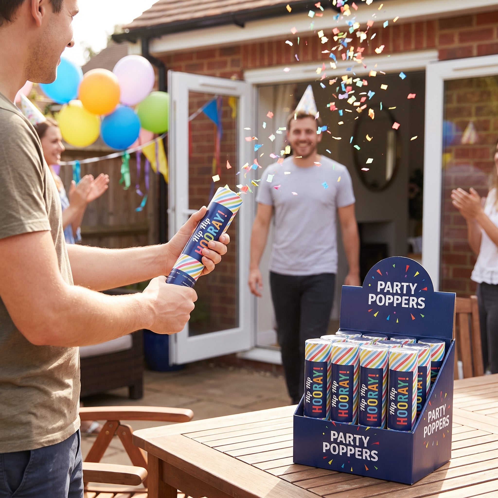 "Hip Hip Hooray" Confetti Party Poppers