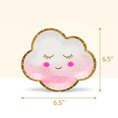 Oh Baby Cloud Pink and Gold Metallic Plates - 8 Pack