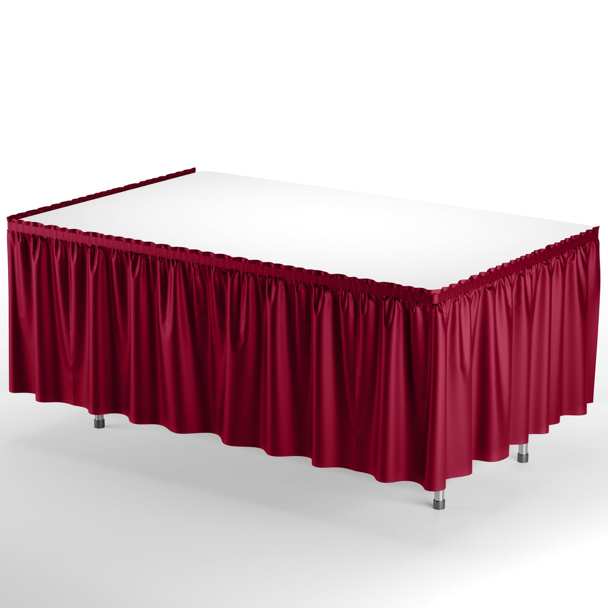 Burgundy Plastic Table Skirt | 6 Pack