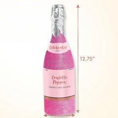"Team Bride" Pink Glitter Champagne Bottle Confetti Popper