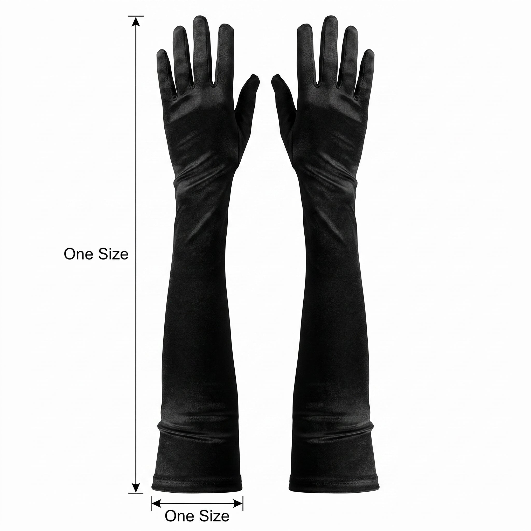 Kids' Black Elbow-Length Costume Gloves
