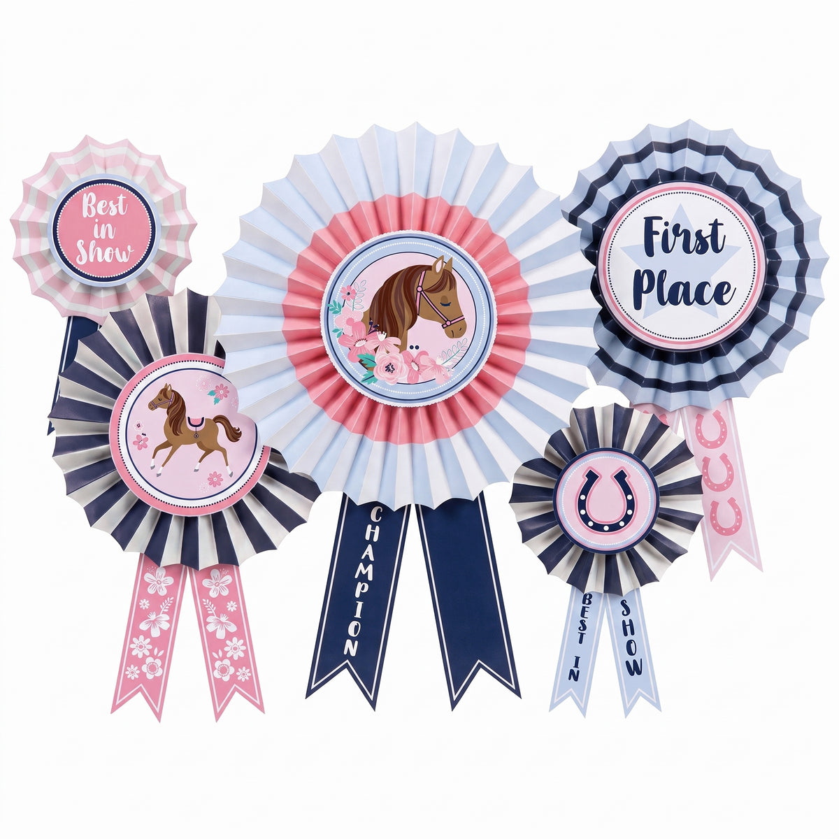 Saddle Up Award Ribbon Fan Decorations for Kids' Birthday Party
