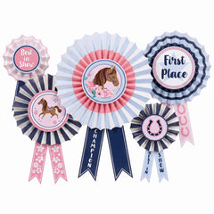 Saddle Up Award Ribbon Fan Decorations for Kids' Birthday Party