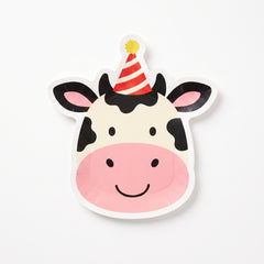 Cow-Shaped Barnyard Birthday Dessert Plates, 7-Inch, 8-Pack