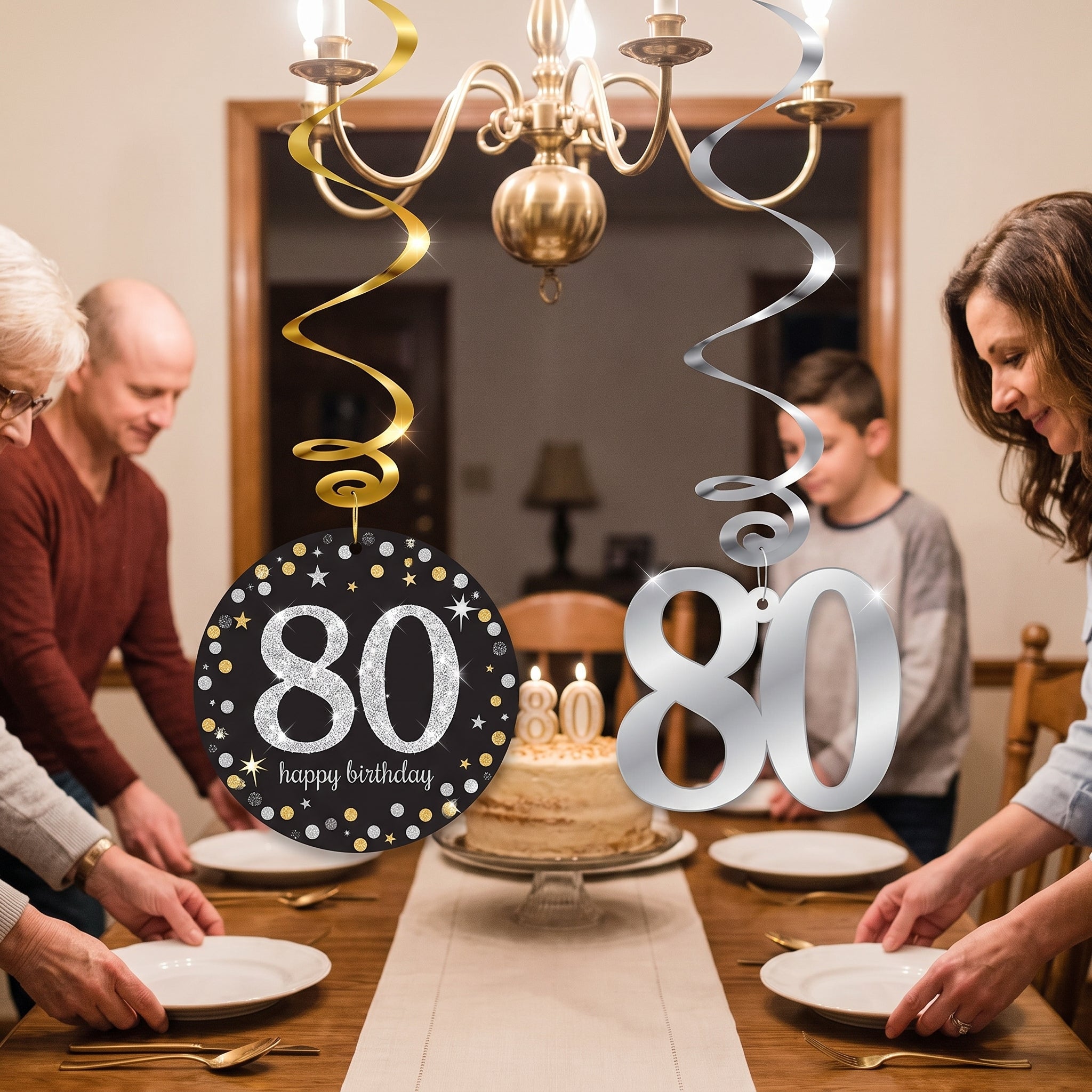 Sparkling Celebration 80th Birthday Swirl Hanging Decorations