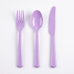 Lavender Assorted Plastic Cutlery Set - 7.5 in. - 24 Pack