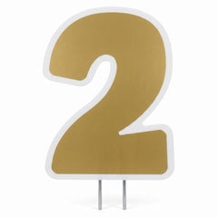 Gold Number 2 Yard Sign - Perfect for Birthdays and Celebrations