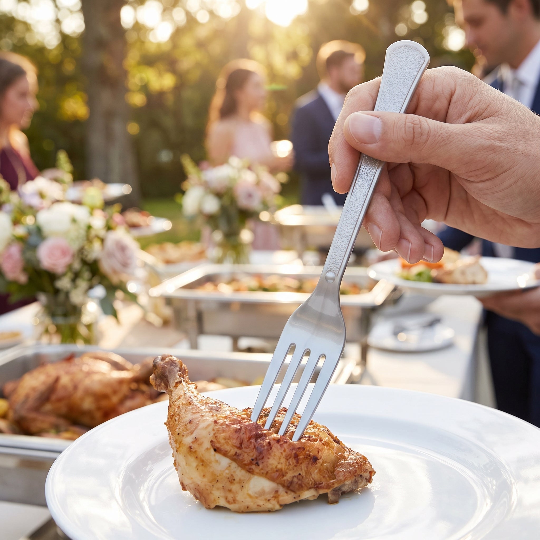 Heavyweight Silver Plastic Forks - 7.5 in.