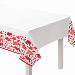 Canada Day Plastic Table Cover - Reusable Patriotic Design, 54x84 in