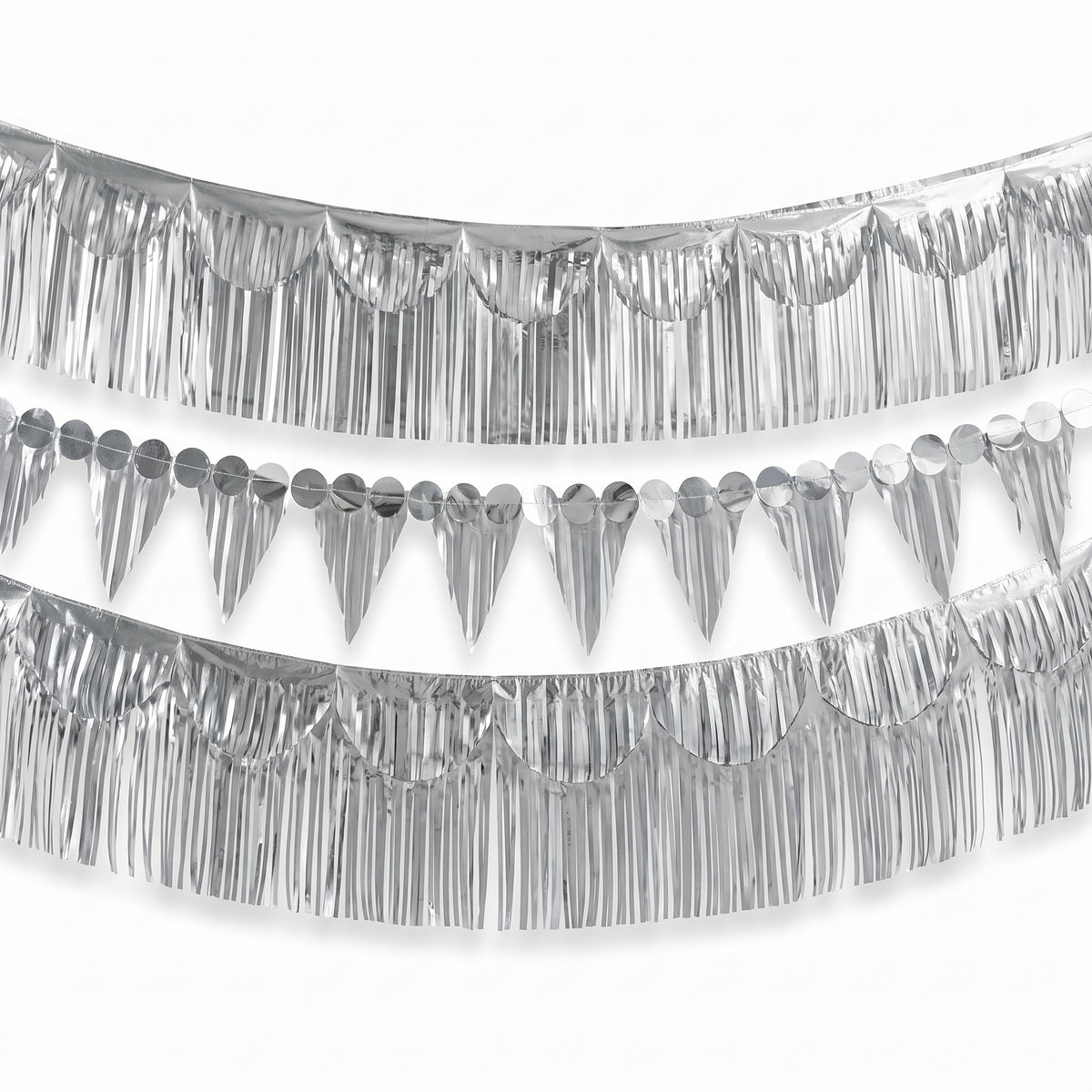 Silver Fringe Banner Kit - Metallic Party Backdrop Decoration
