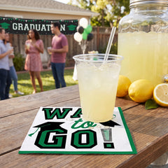 True to Your School "Way to Go!" Graduation Green Beverage Napkins, 40-Pack - 5 In. X 5 In.