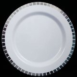 40 Silver Slit Plastic Plates (20-Dinner 20-Desert/Salad) Set Premium Heavywe...