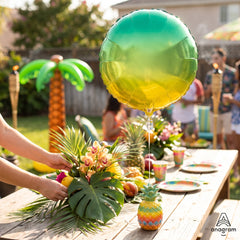 Vibrant Yellow and Green Ombre Geometric Foil Balloon