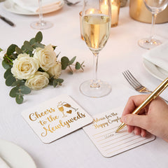 "Cheers to the Newlyweds" Wedding Coasters - Pack of 40