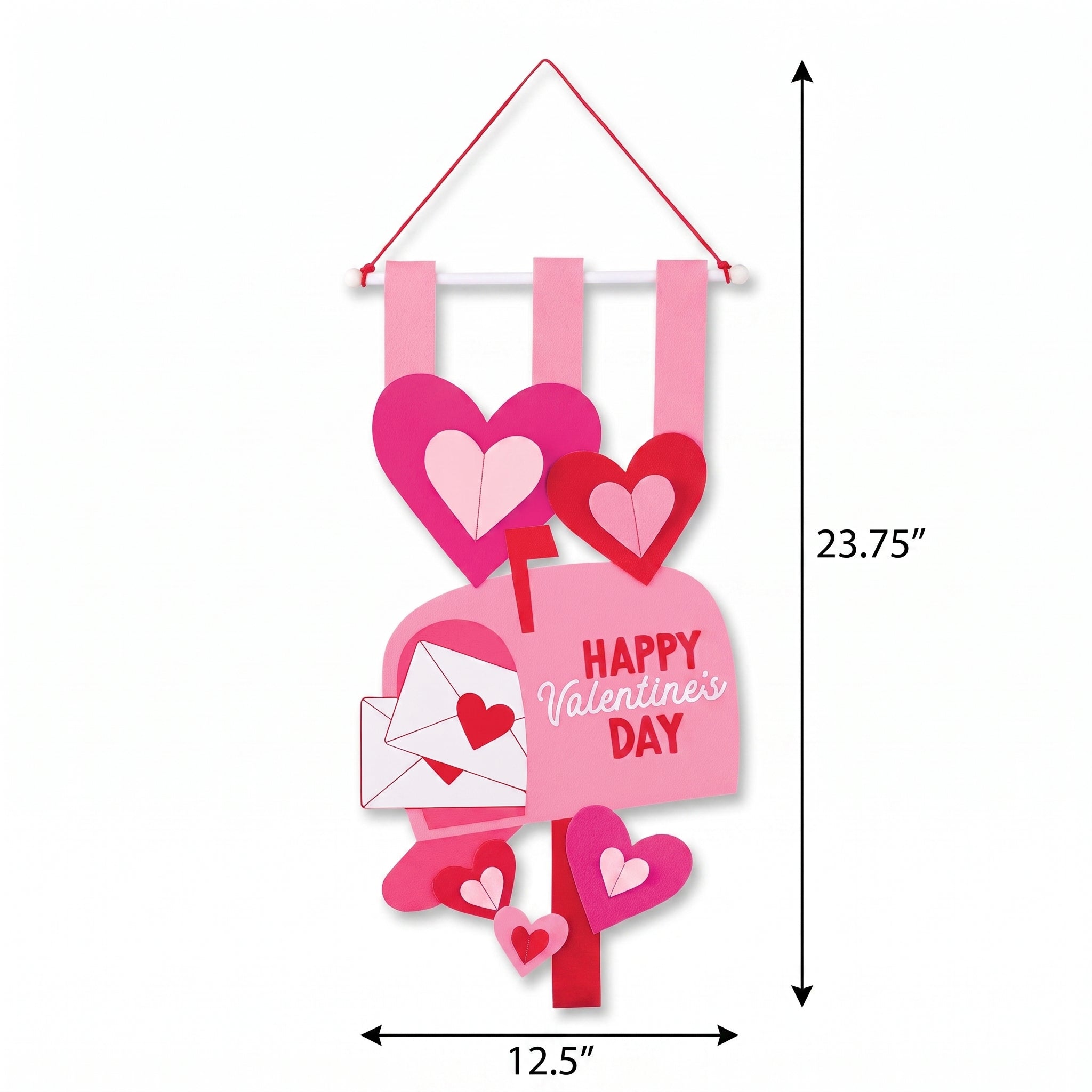 Valentine's Day 3D Felt Banner with Hearts and Mailbox