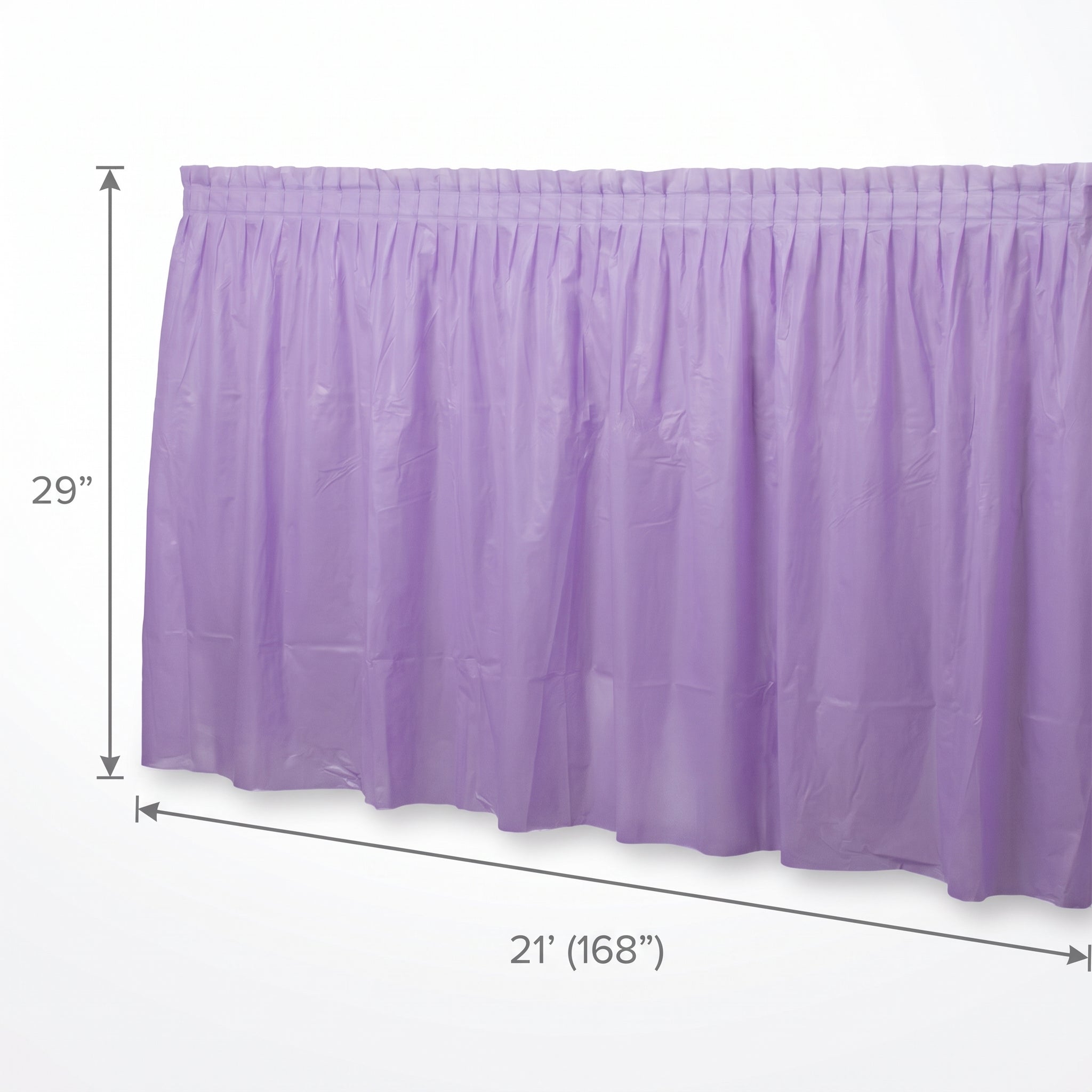 Elegant Lavender Plastic Table Skirt - 168" x 29"