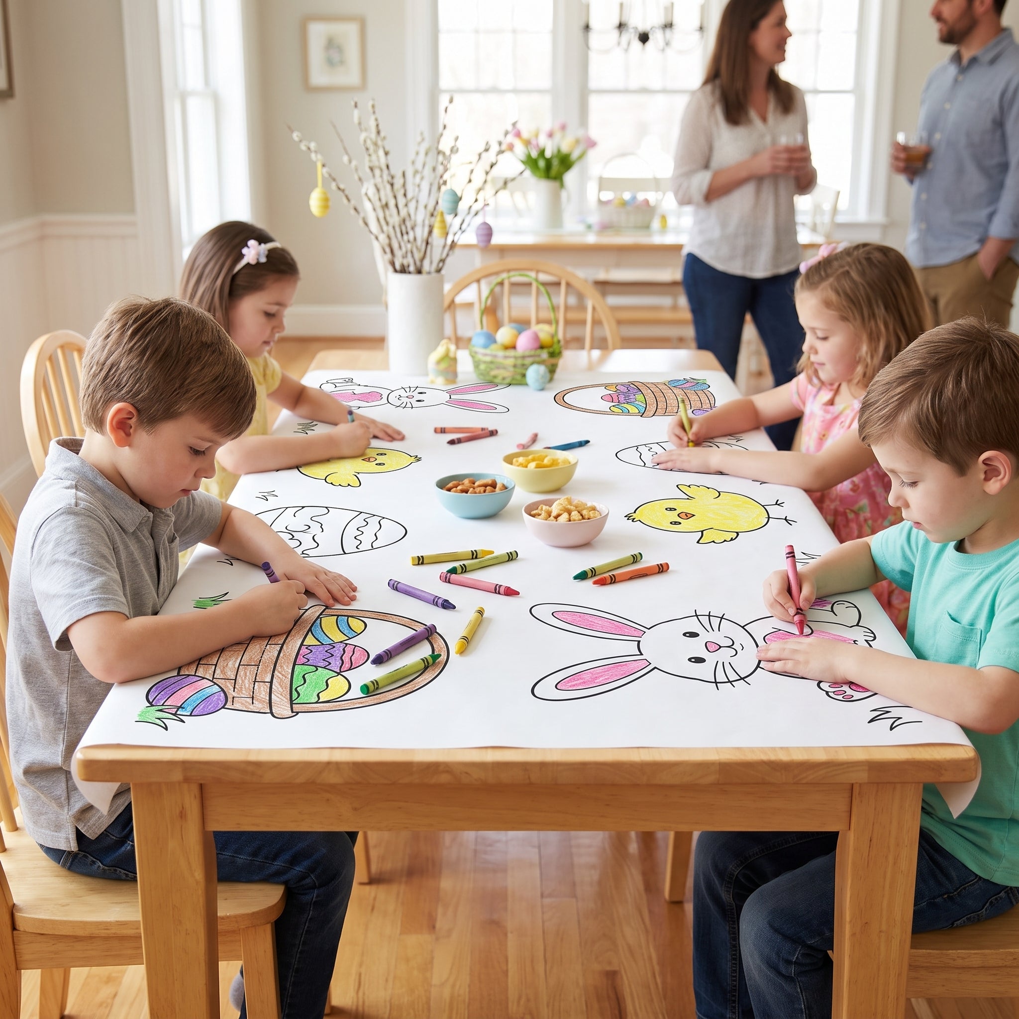 Easter Coloring Paper Table Cover - Engaging Activity for Kids