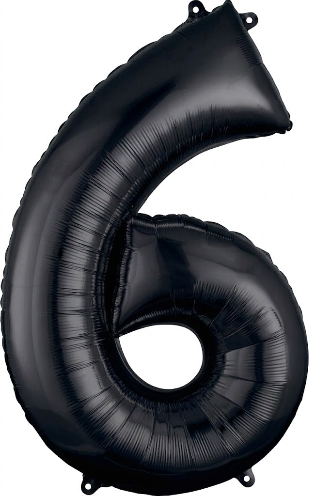 Black Number "6" SuperShape Foil Balloon | 34"
