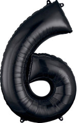 Black Number "6" SuperShape Foil Balloon | 34"