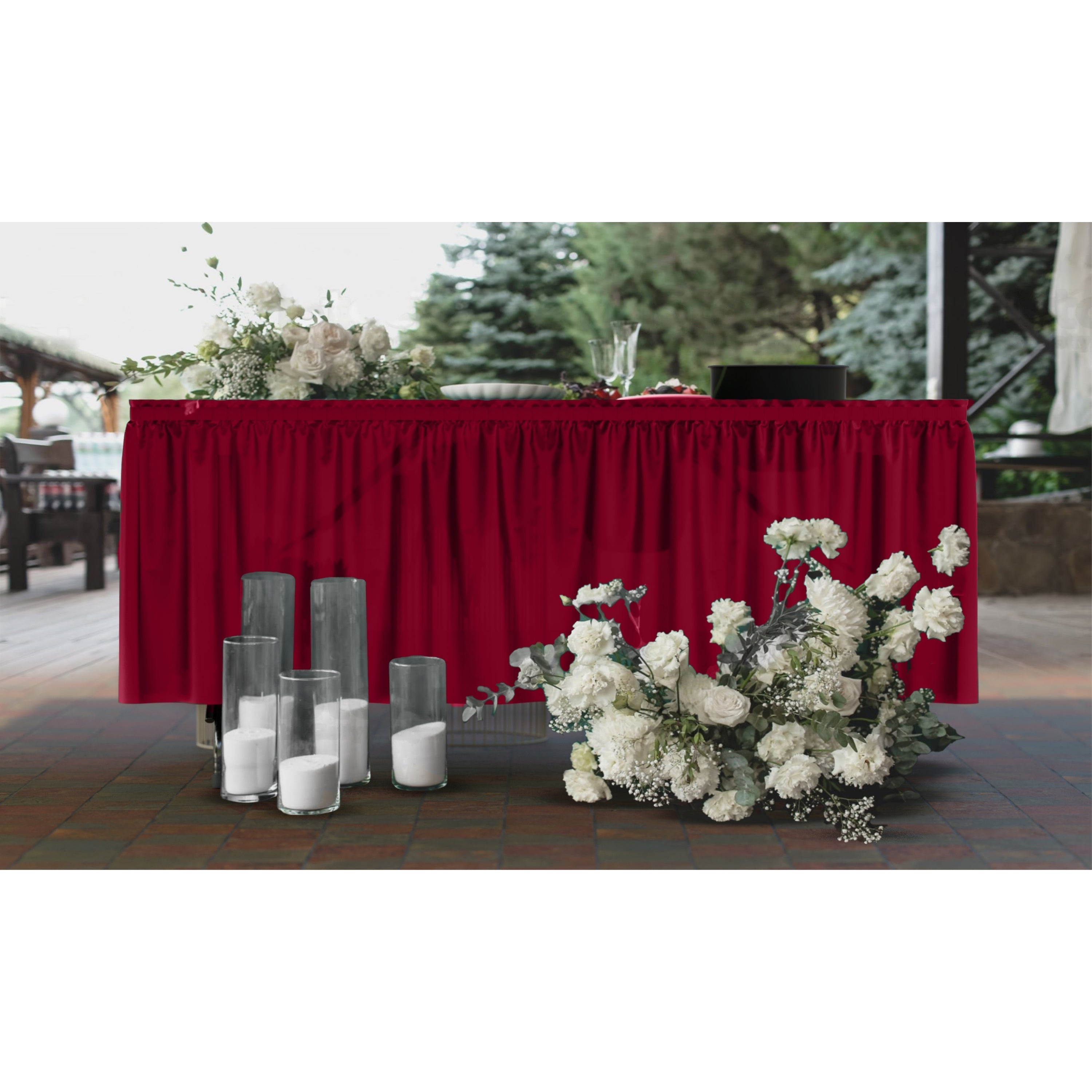 Burgundy Plastic Table Skirt | 6 Pack