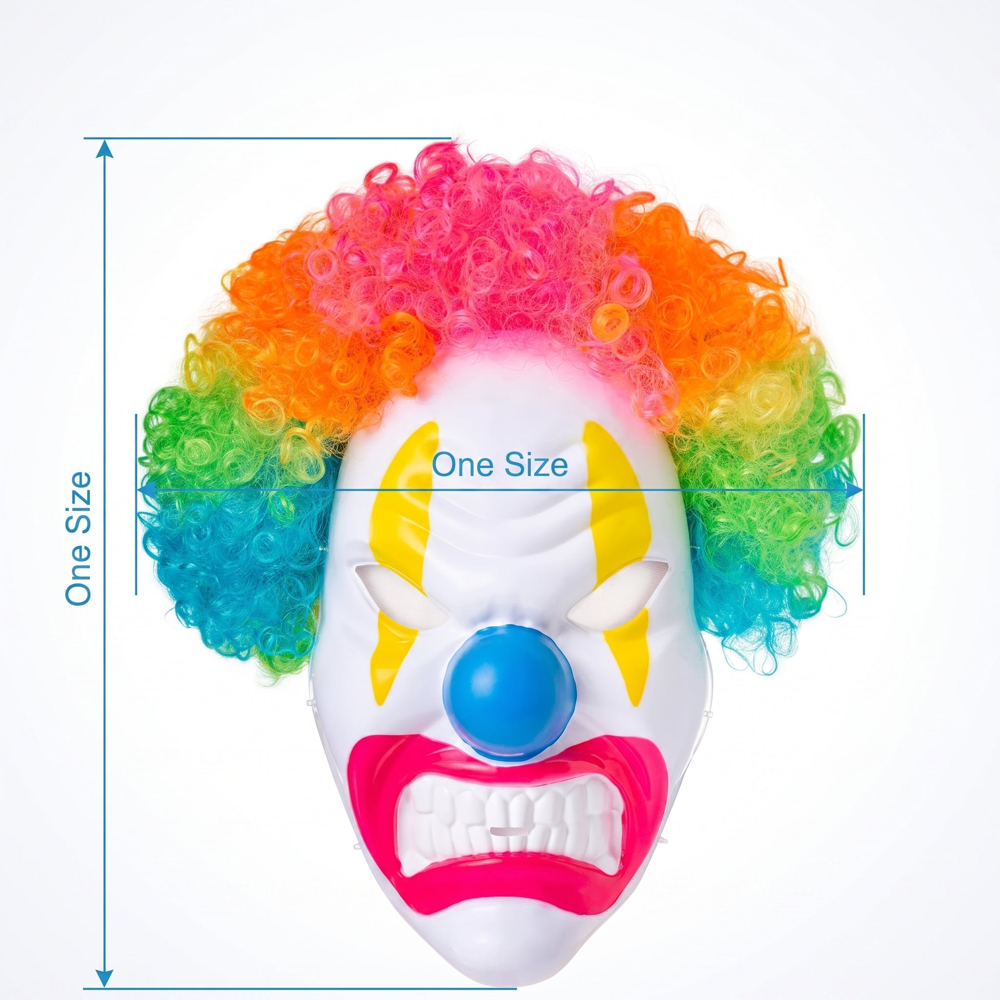 Neon Circus Light-Up Clown Mask with Rainbow Wig