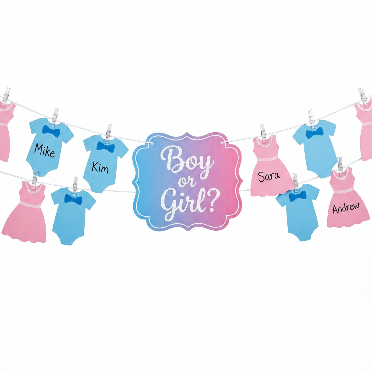"Boy or Girl?" Gender Reveal Activity Banner Kit, 15-ft for Baby Showers
