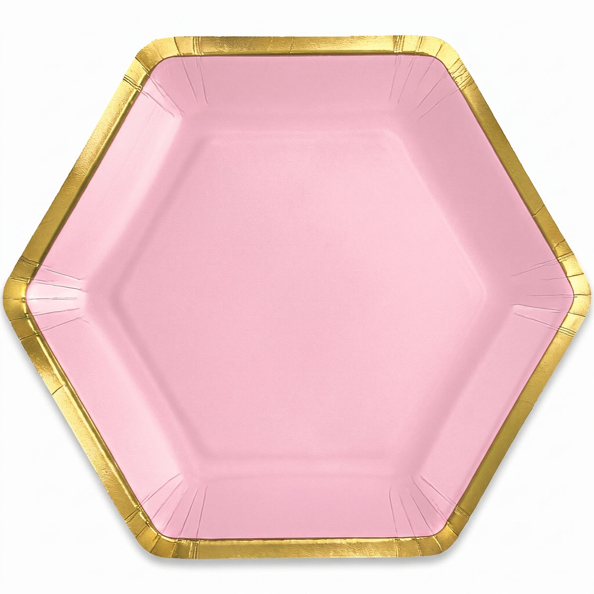 Rose Gold Hexagon Metallic Paper Plates - 7"