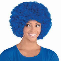 Royal Blue Curly Wig - Costume Accessory for Team Spirit Events