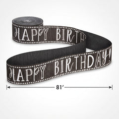 "Happy Birthday" Chalkboard-Style Crepe Paper Streamer, 81 ft