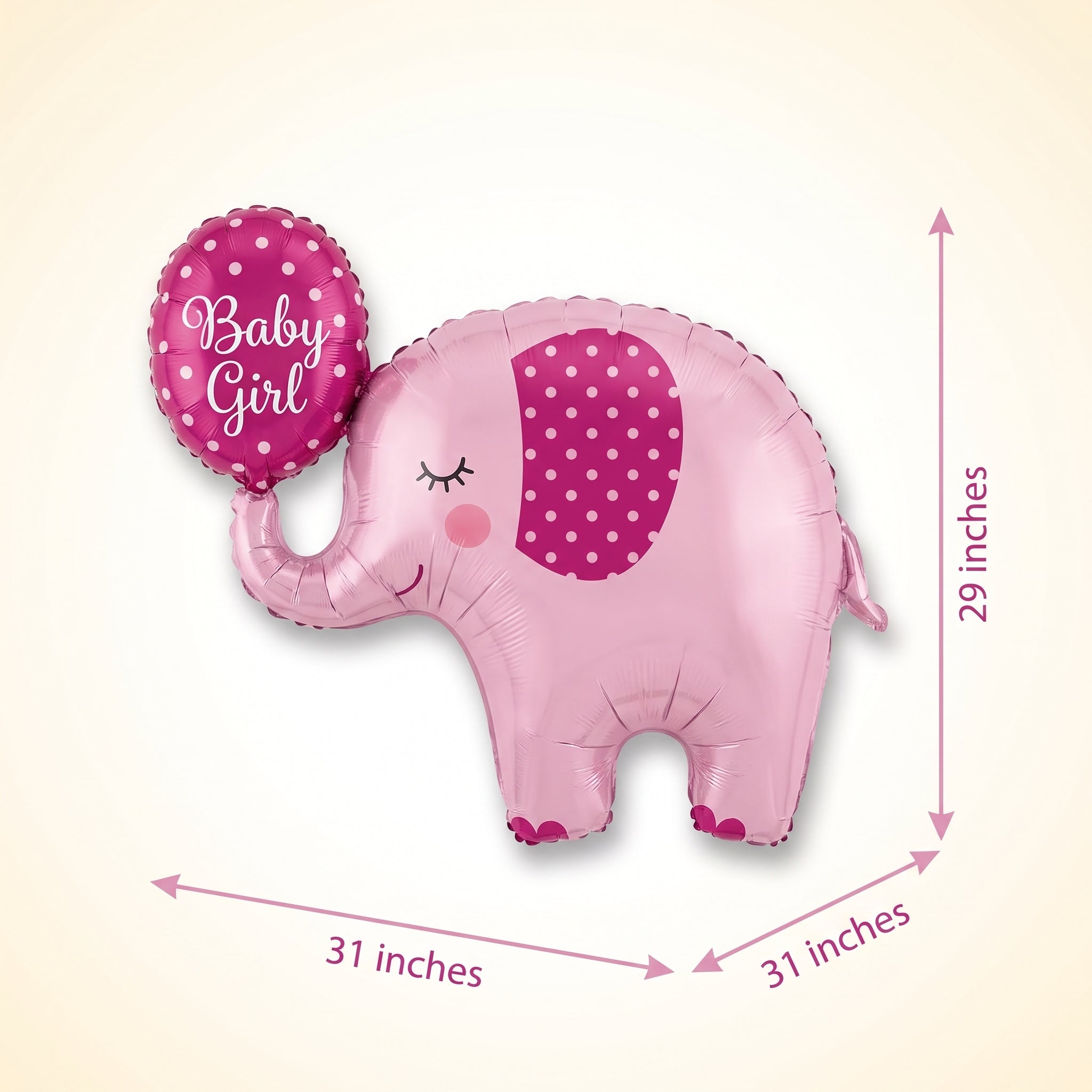 Adorable Elephant Baby Girl Balloon - Deluxe Foil