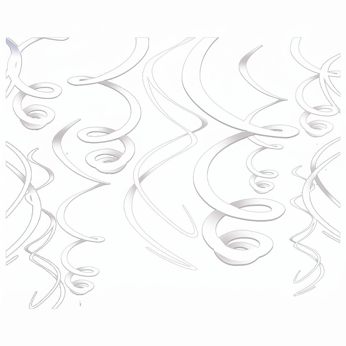 Elegant White Swirl Hanging Decorations - 22-Inch, 3-Pack