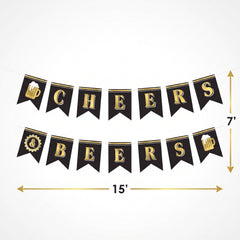 "Cheers & Beers" Birthday Pennant Banner Set