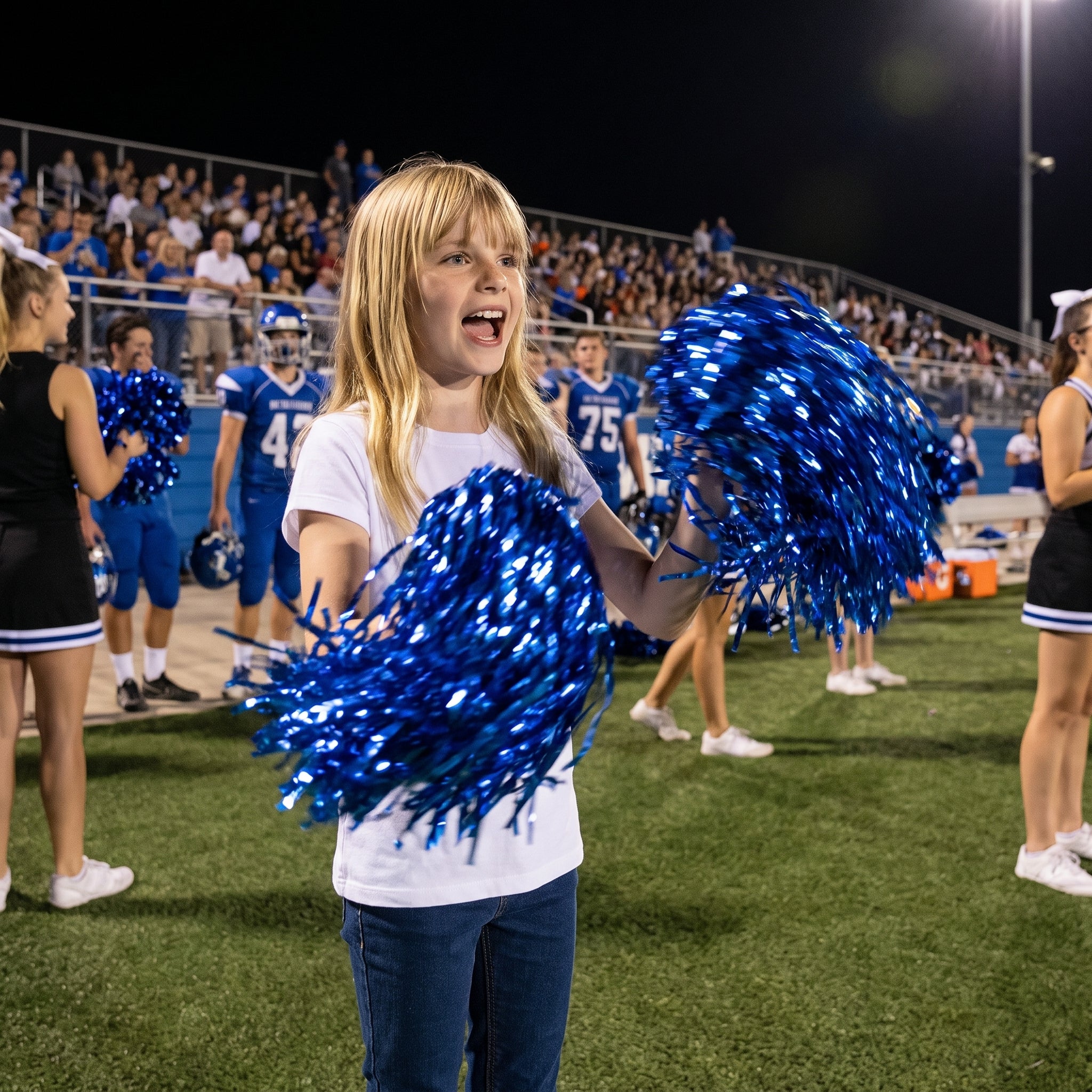 Team Spirit Marine Blue Pom-Poms, 2-Pack