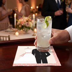 Elegant Wedding Attire Beverage Napkins - 5 In. X 5 In.