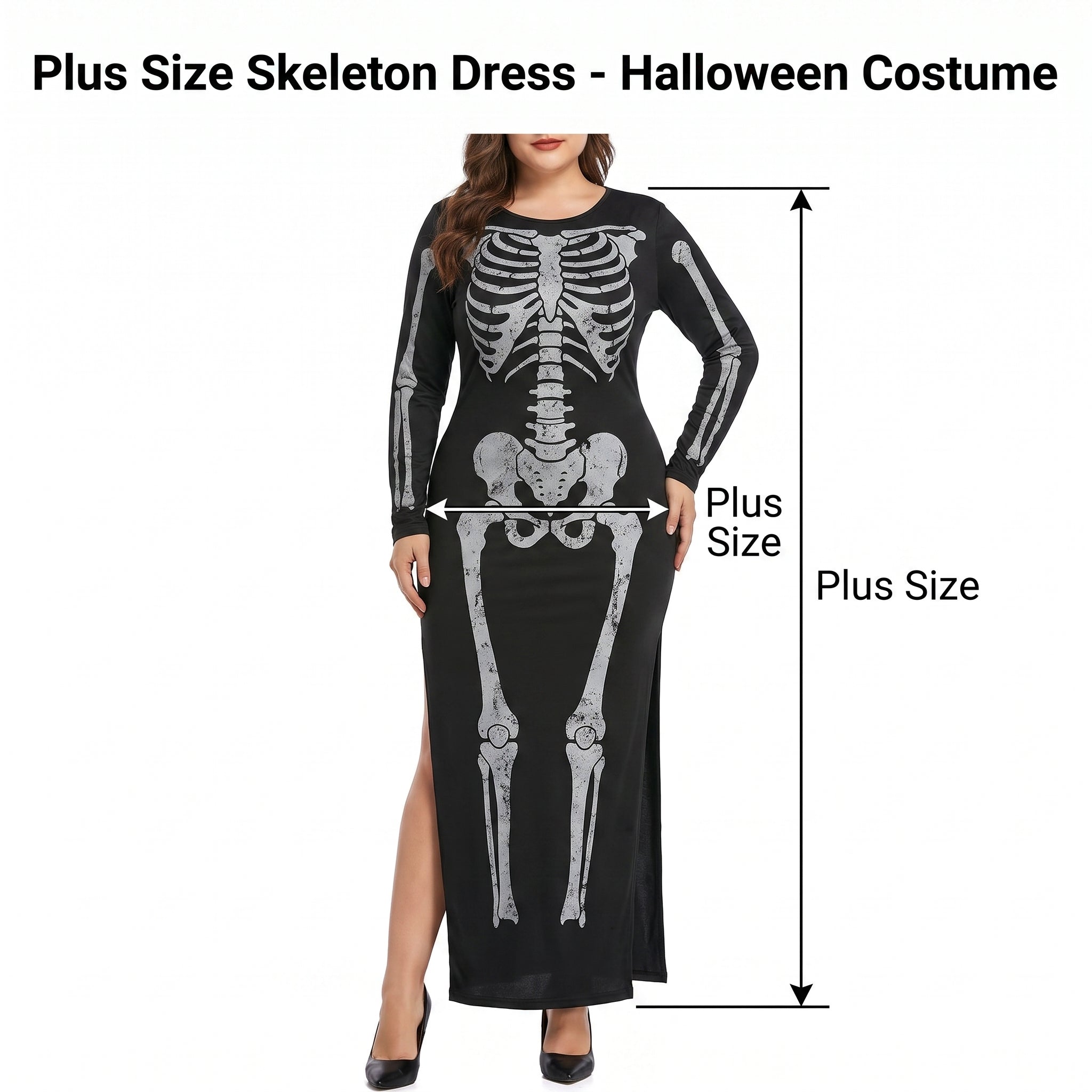 Plus Size Skeleton Dress - Halloween Costume - Adult Plus
