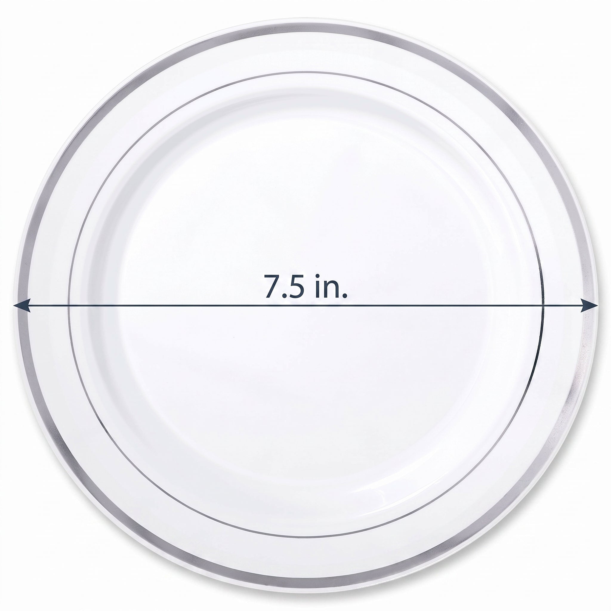 Elegant Silver Trim 7.5" Premium Plastic Plates - 20 Pack
