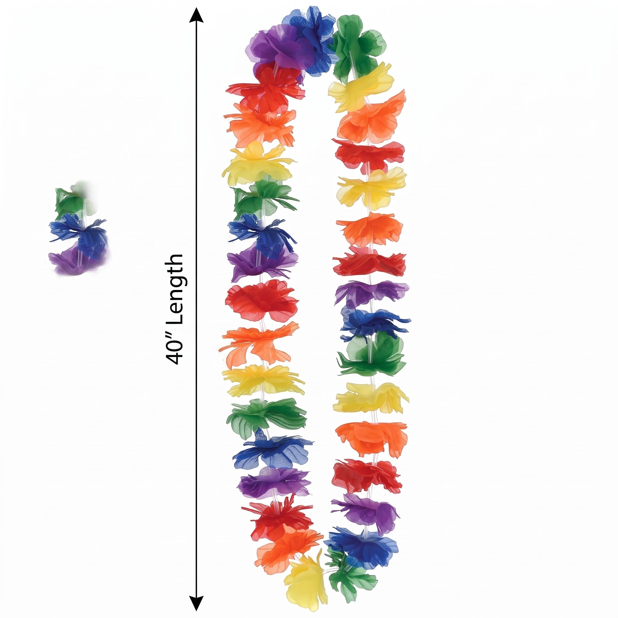 Vibrant Rainbow Lei Necklace - 40"