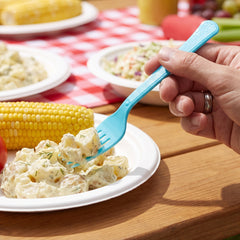 Heavy Duty Caribbean Blue Plastic Forks - 7.5 in. | 50 Pack