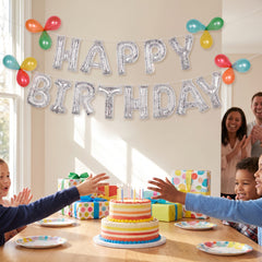 Silver Confetti Foil "Happy Birthday" Balloon Banner Kit