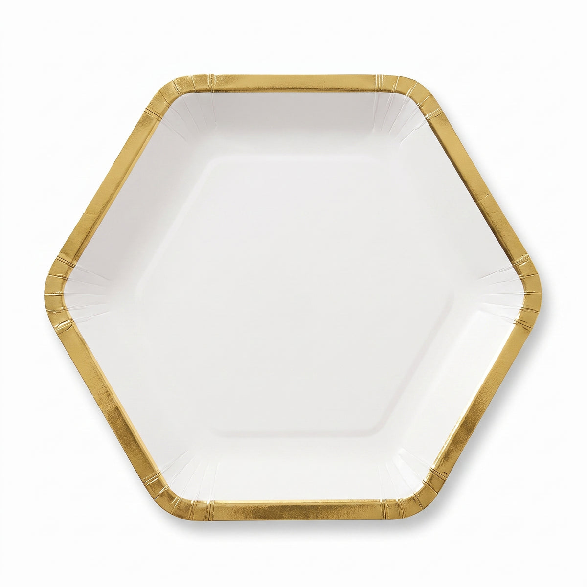 Elegant White Hexagon 9" Metallic Paper Plates