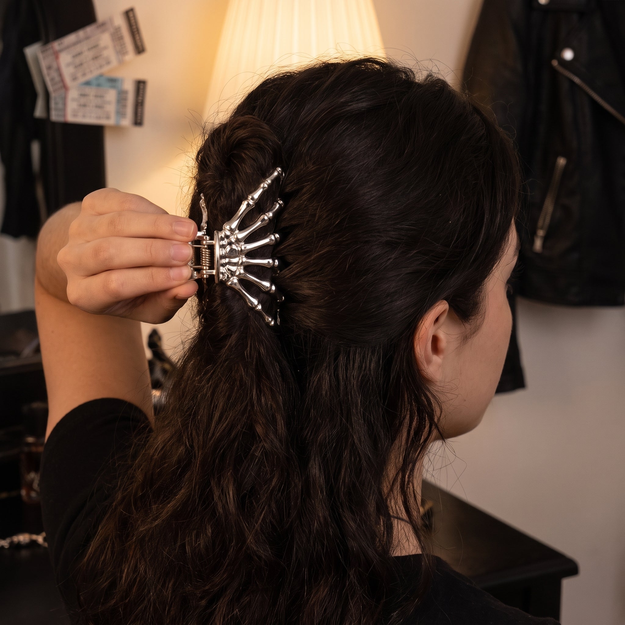 Spooky Skeleton Skull Claw Hair Clip - Halloween Accessory