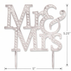 "Mr & Mrs" Rhinestone Wedding Cake Topper, Silver