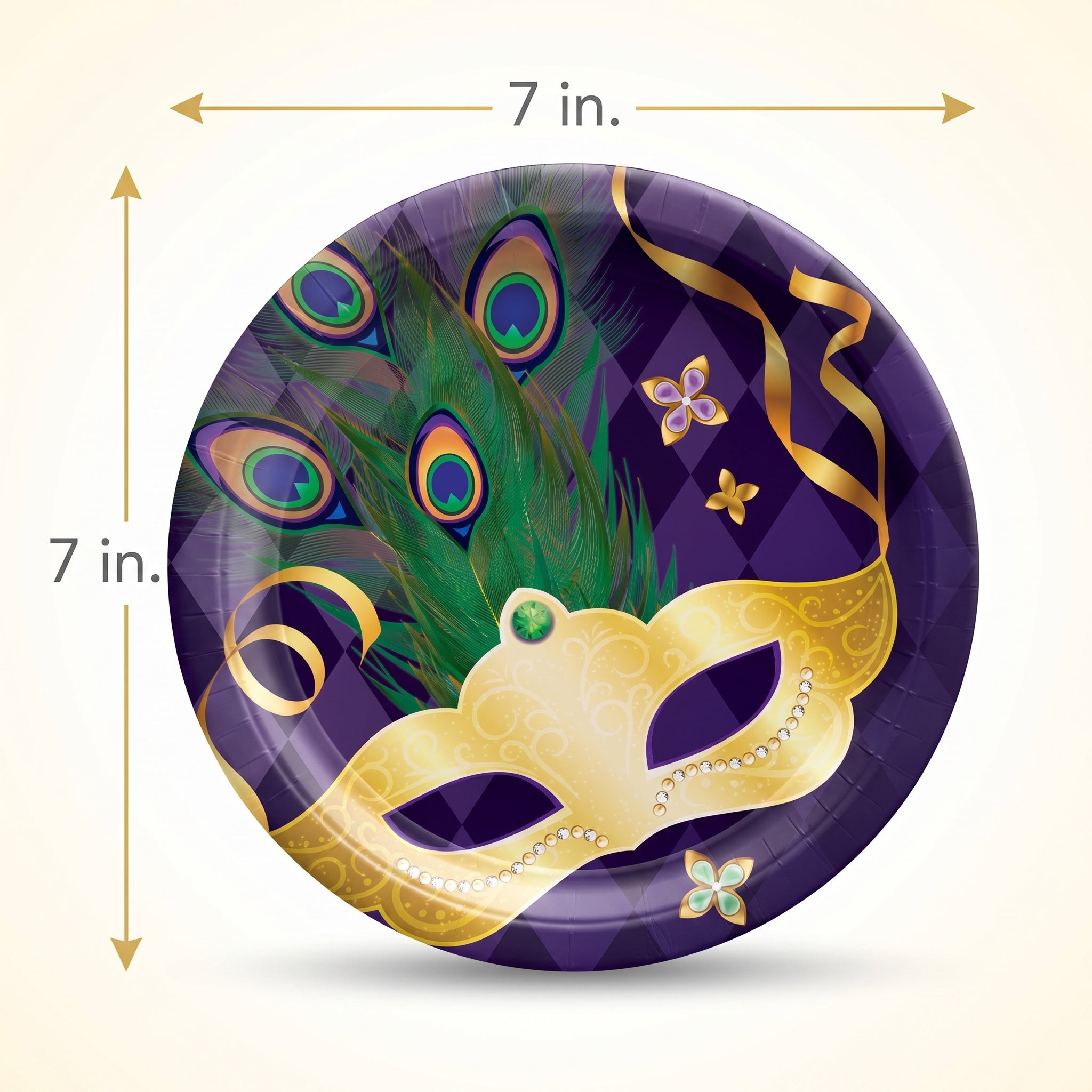 Mardi Gras Masquerade 7" Round Paper Plates