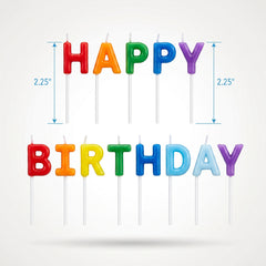 Multi-Coloured "Happy Birthday" Letter Candle Picks