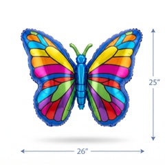 Vibrant Butterfly Foil Super Shape Balloon - 26 Inch