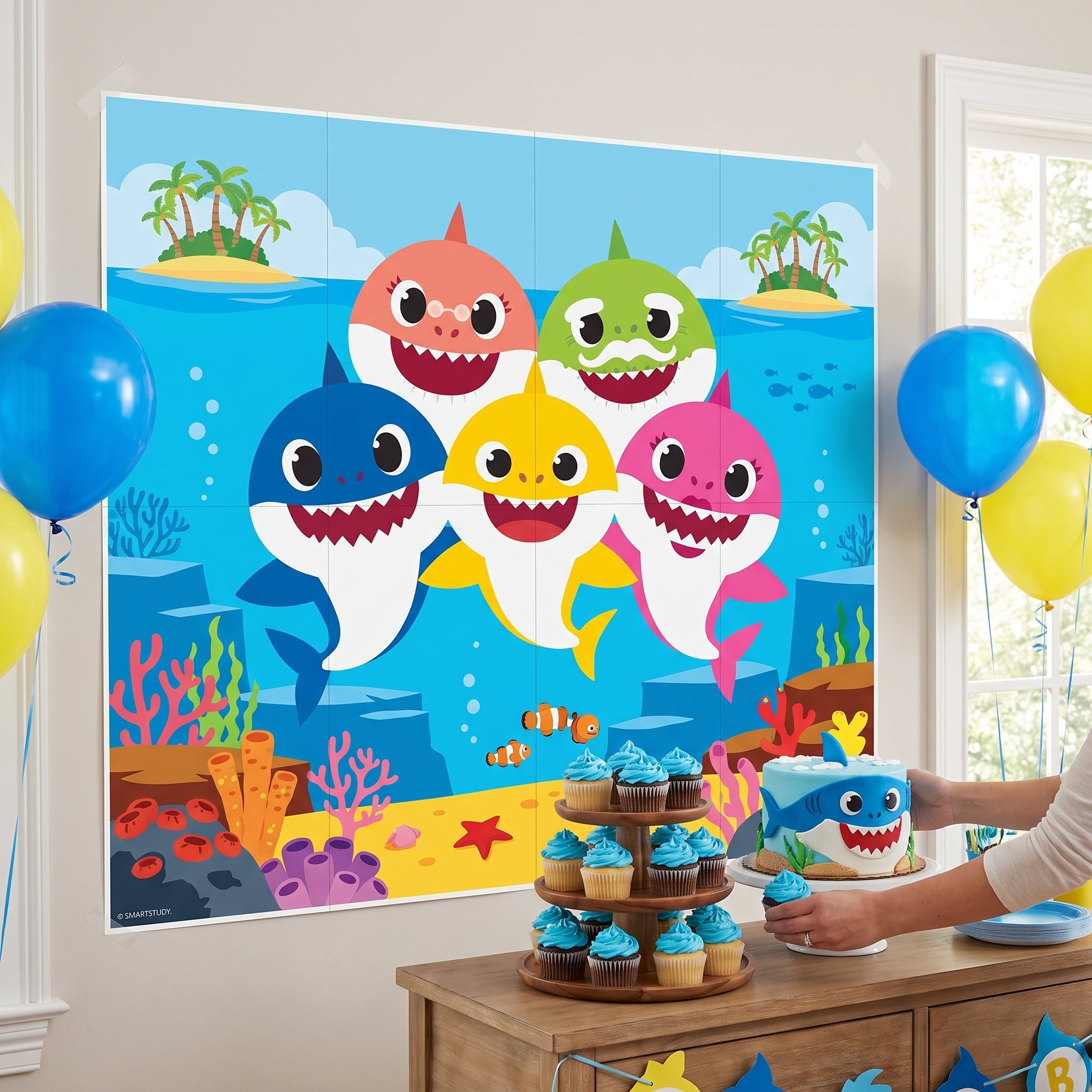Baby Shark Scene Setter Kit for Kids Birthday Parties