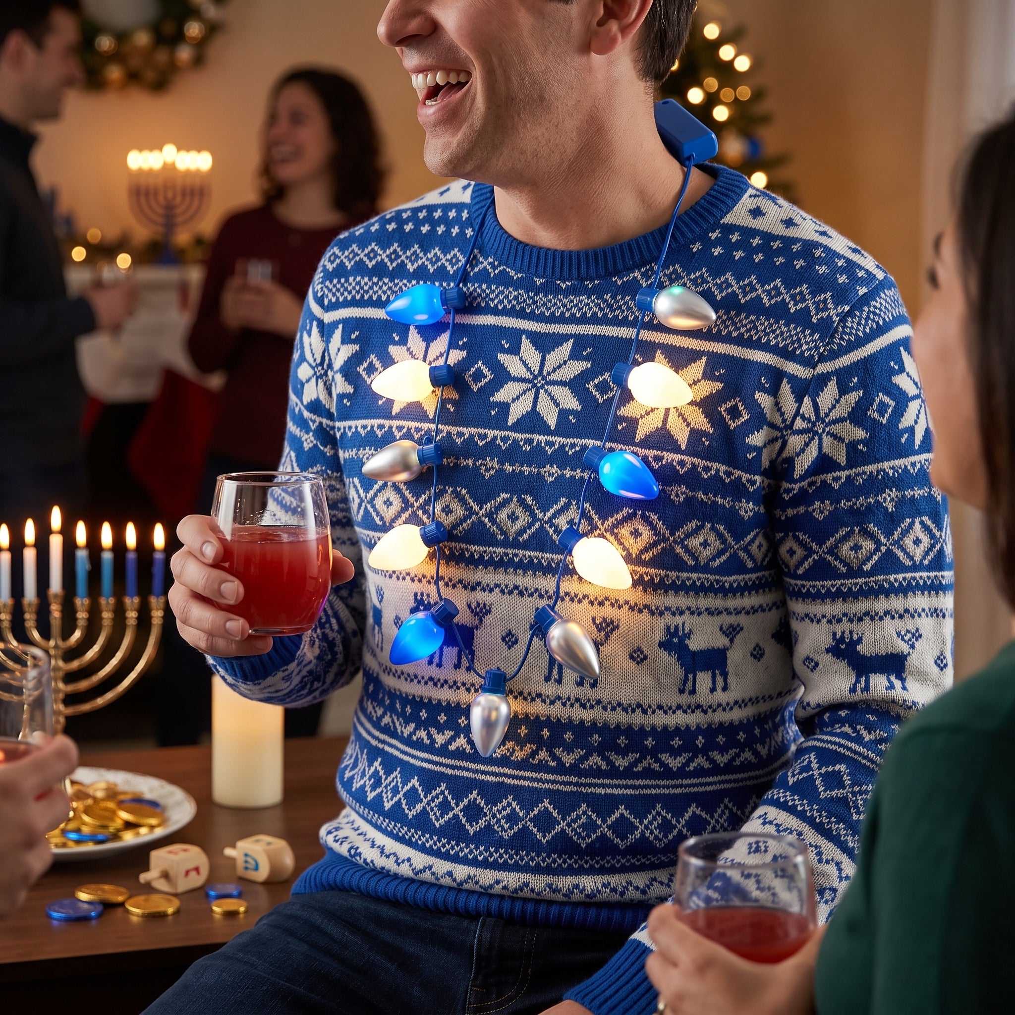 Hanukkah Light-Up Bulb Necklace