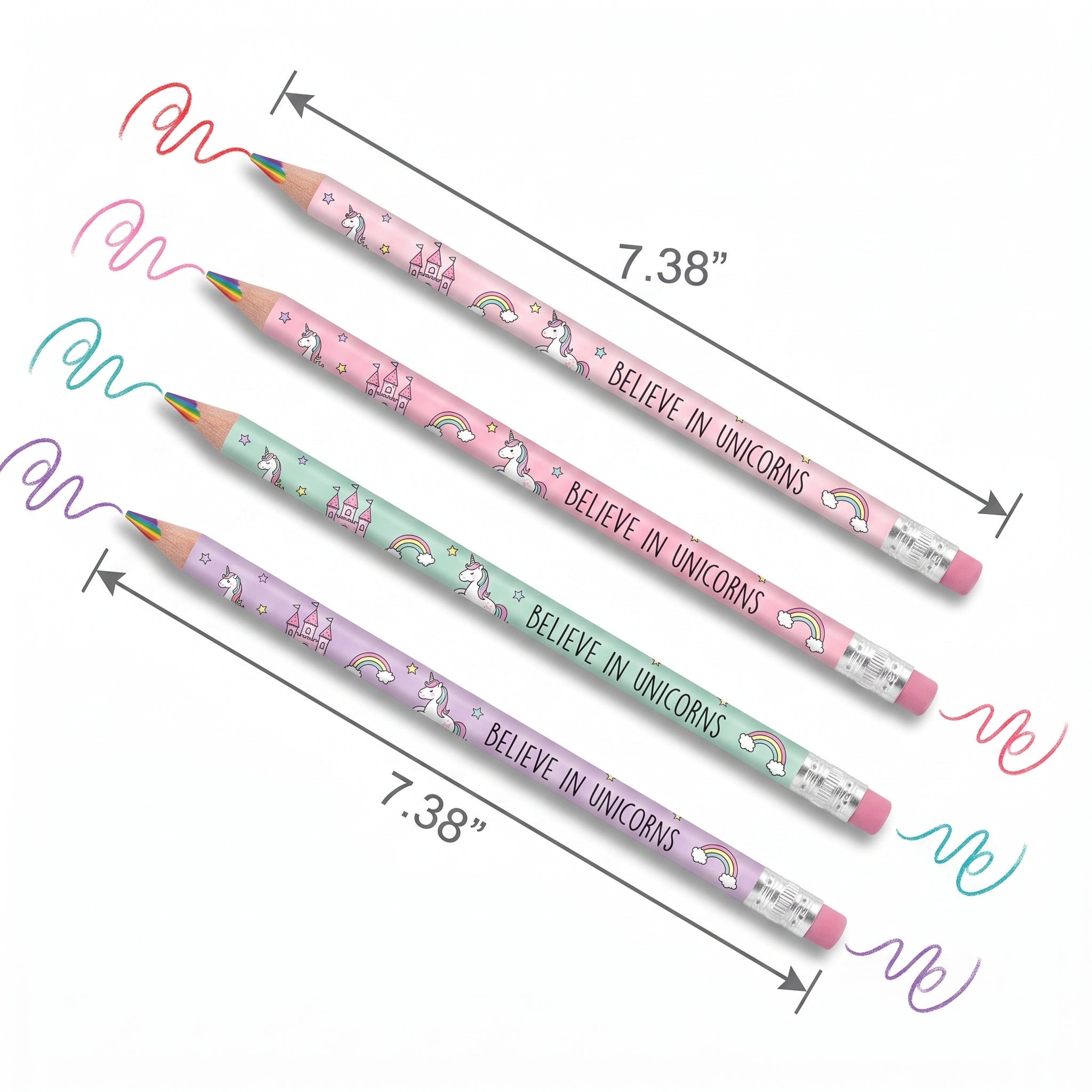 Magical Unicorn Multicolor Pencils - 8-Pack for Kids' Party Favors